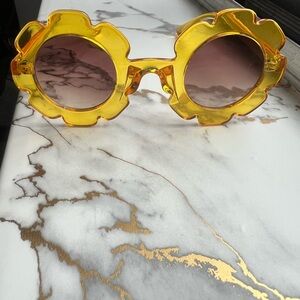 Girls Vibrant Yellow Sunflower Sunglasses